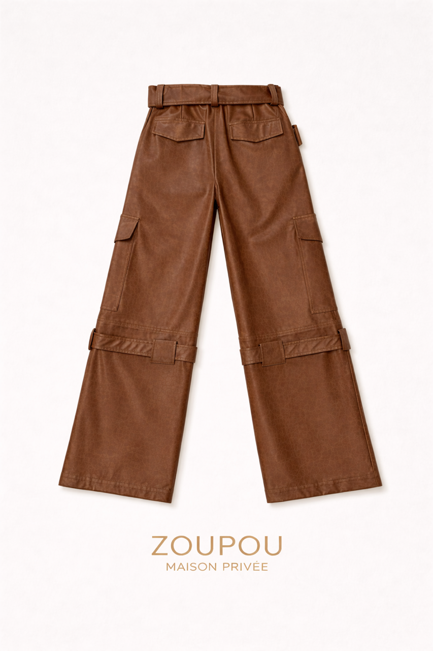 Cargo Faux Leather Trousers