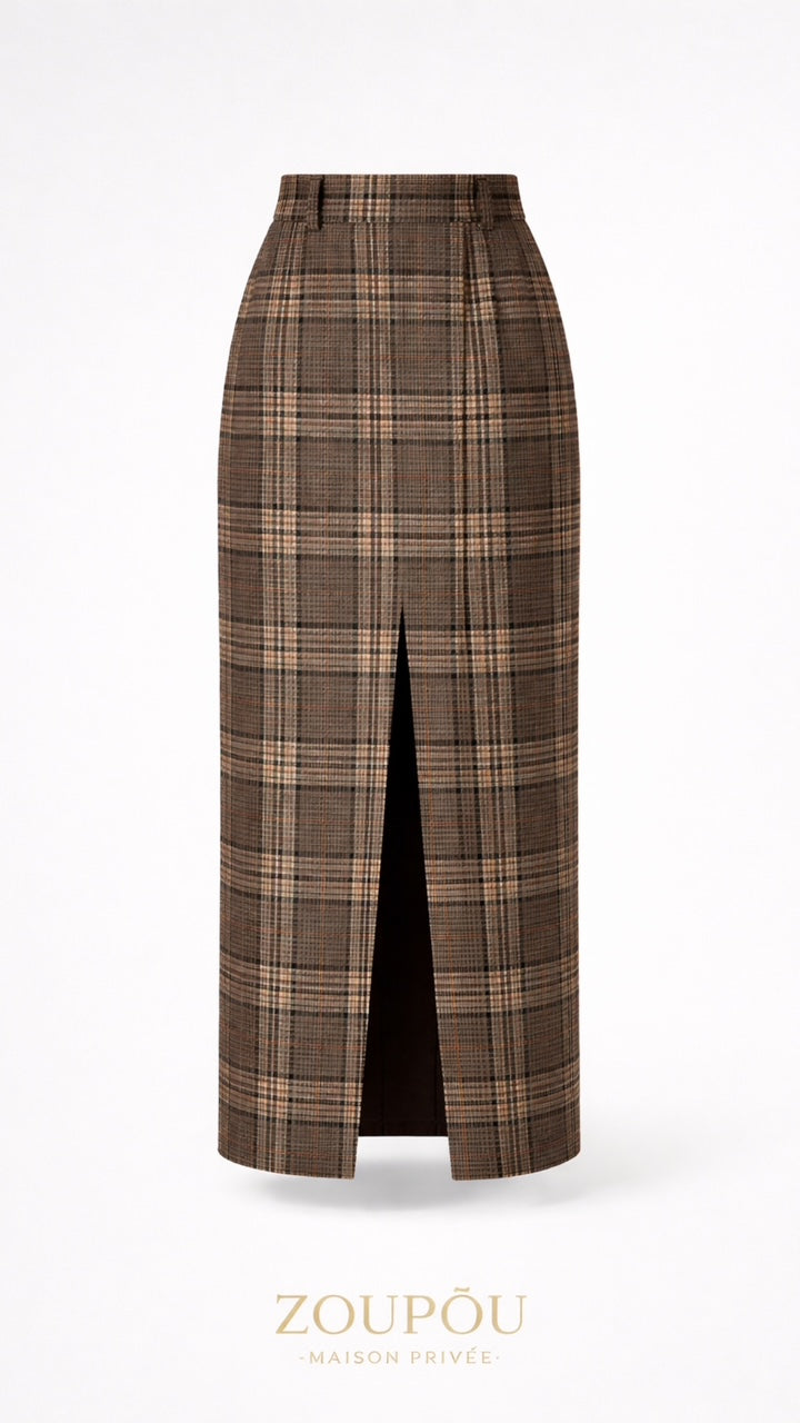 High-Waisted Midi Skirt with front Slit