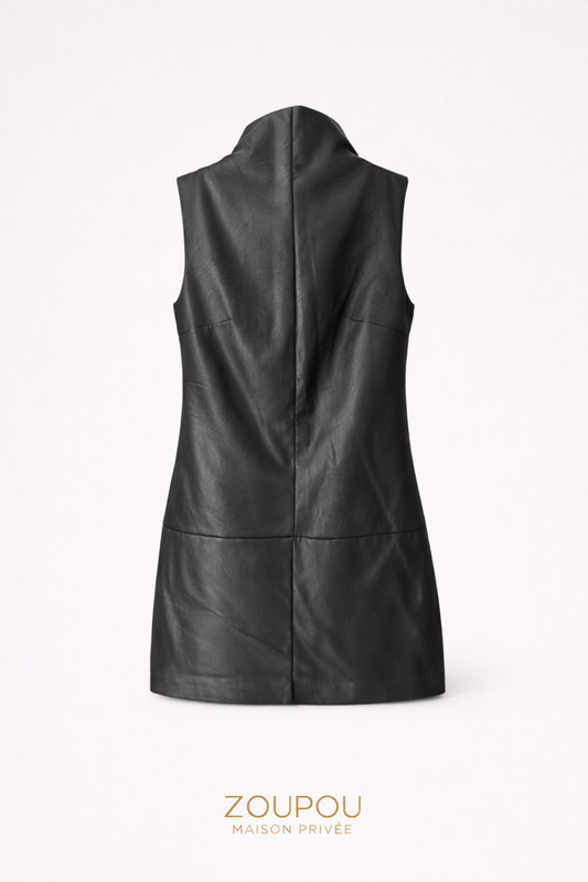 Faux Leather Sleeveless Mini Dress