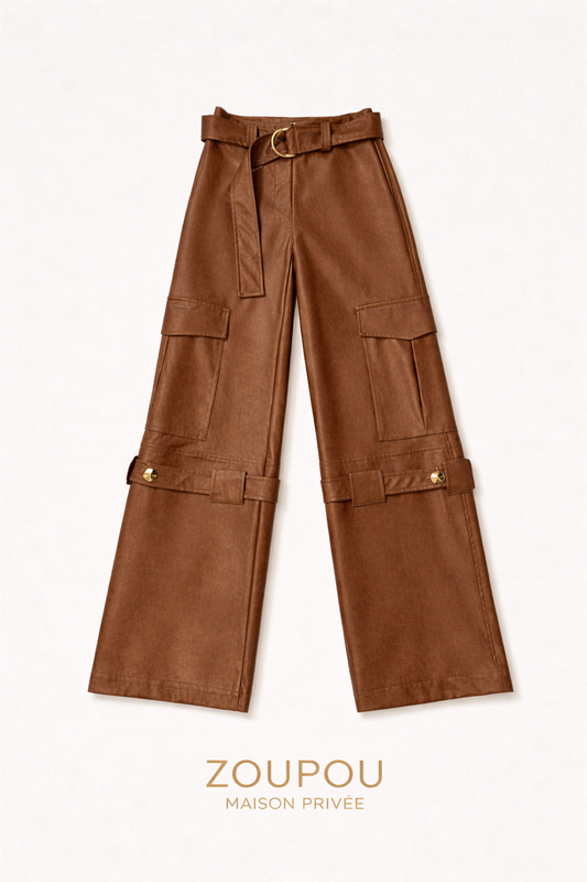 Cargo Faux Leather Trousers