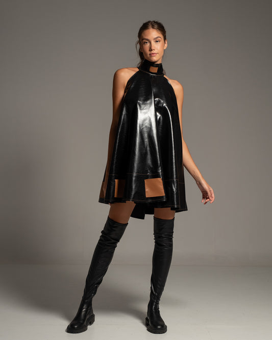 Croc Effect Faux Leather Dress