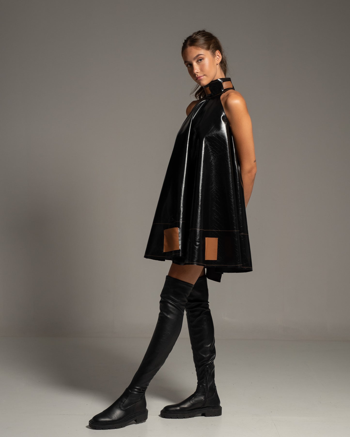 Croc Effect Faux Leather Dress