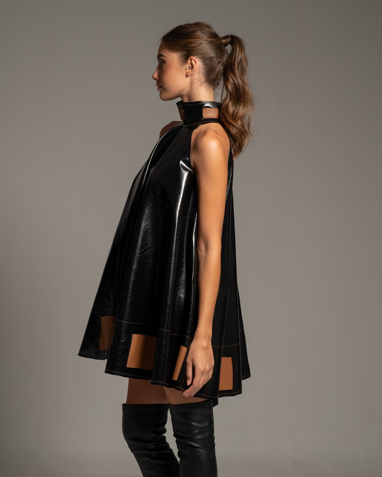 Croc Effect Faux Leather Dress