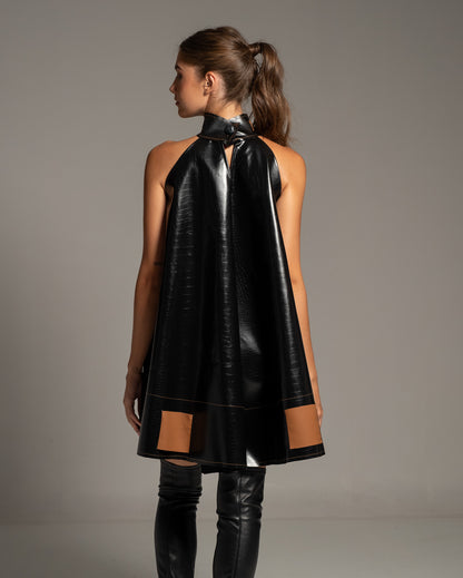 Croc Effect Faux Leather Dress