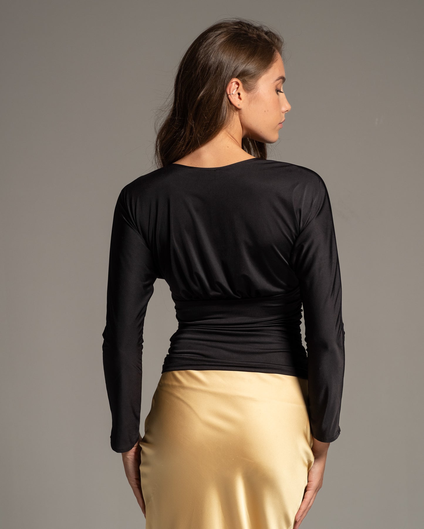 Long Sleeve Drape Blouse