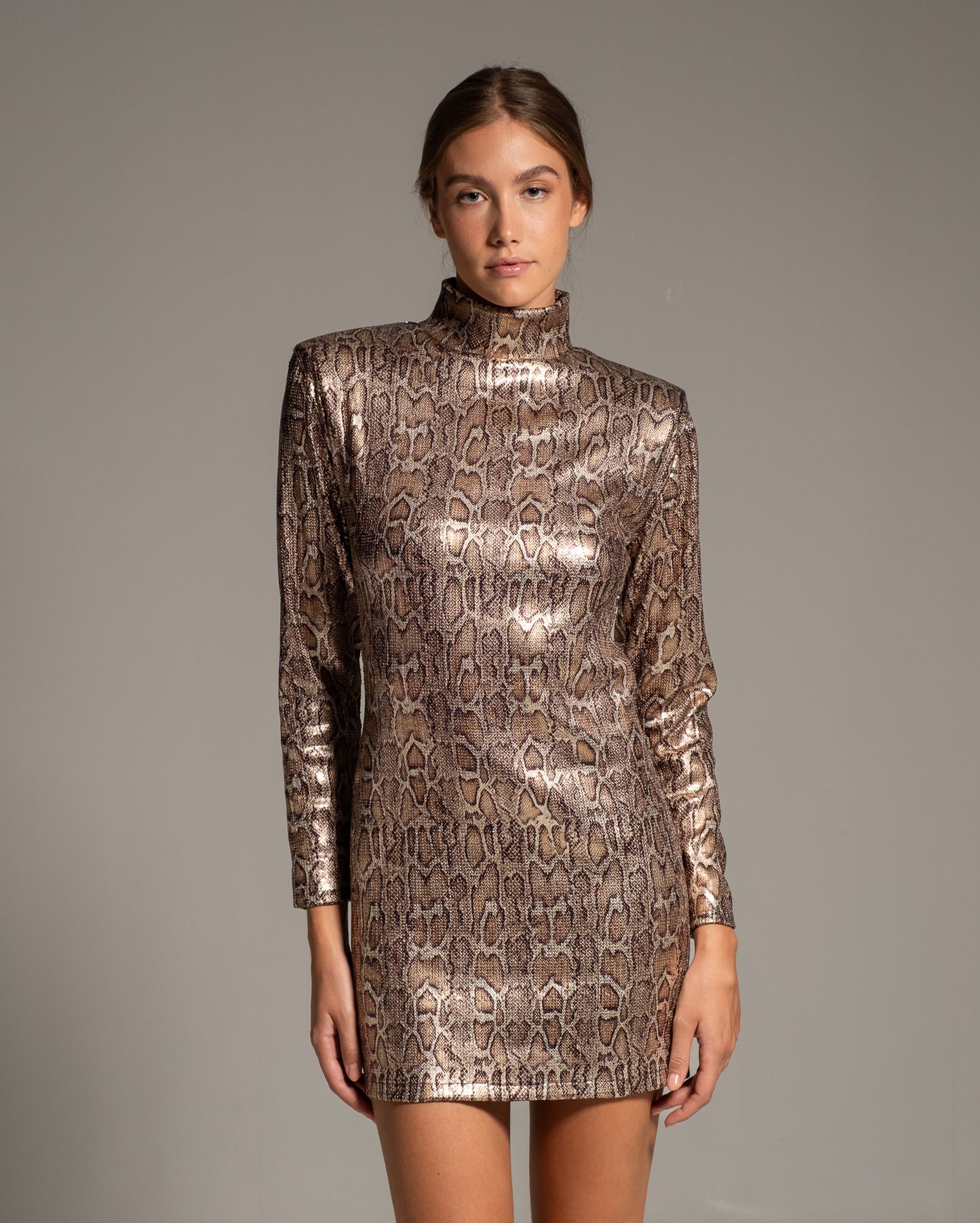 Snake-Sequinned Mini Dress