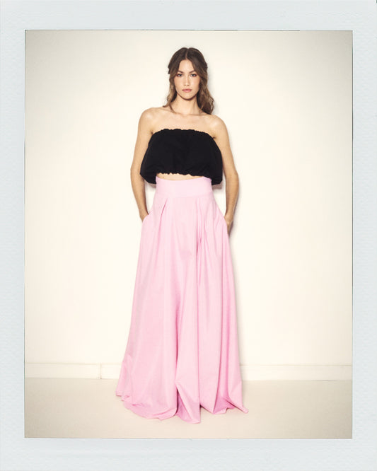 High Waste Long Skirt Pink