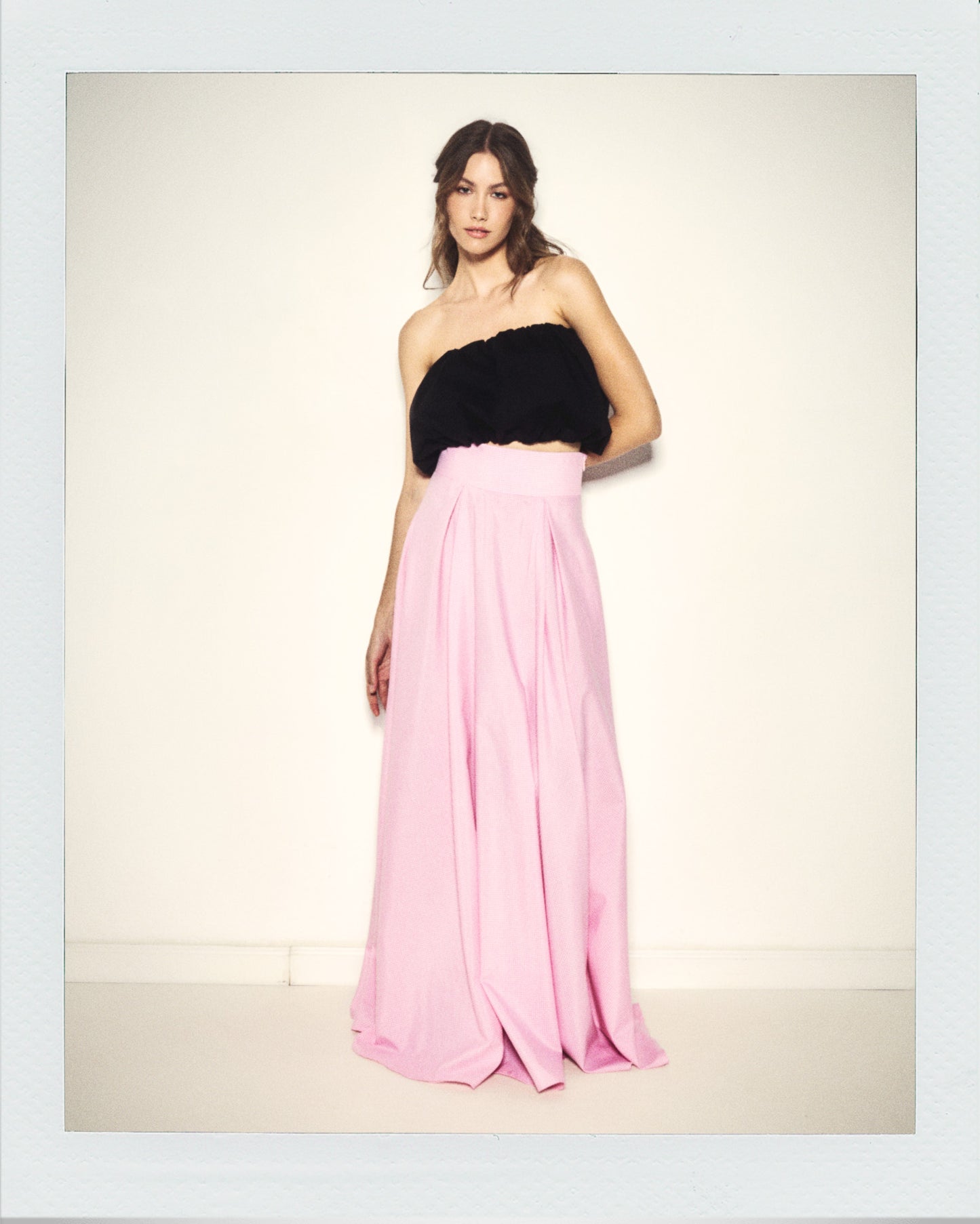 High Waste Long Skirt Pink