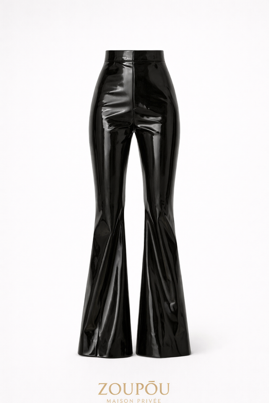Vinyl Flared High-Waist Pants