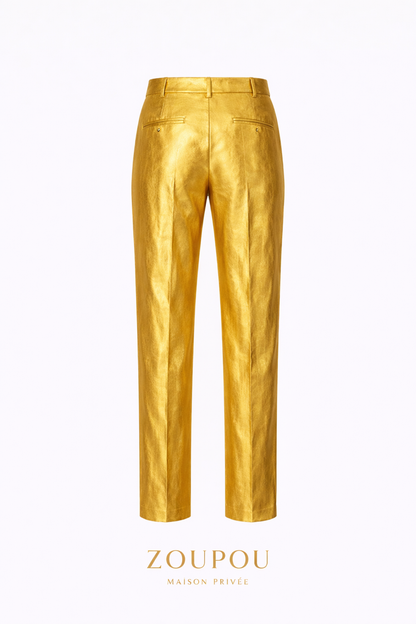 Gold Faux-Leather Tailored Suit
